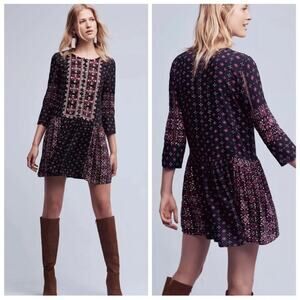 Anthropologie Vanessa Virginia Size S Beaded Embroidered Kaleidoscope Dress